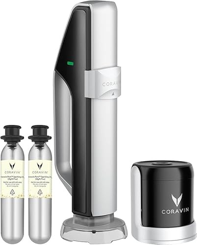 Coravin Sistema di Conservazione per Spumante - Conserva lo Spumante per 4 Settimane - Salvavino per Spumante - con Capsule Pure di CO2 Gas Spumante - per Champagne e Altri Spumanti