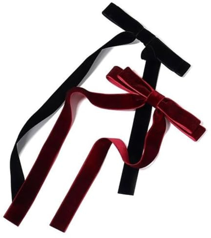 TSUOUKL 2 lazos de satén sedoso para el cabello, clip para el cabello, cinta para el cabello, accesorios para coleta de caballo, clips de metal, lazos para el cabello para mujeres y niñas