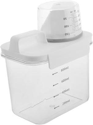 Angoily Laundry Powder Storage Container Box with 1100ml Capacity Plastic Laundry Detergent Dispenser with Measuring Cup for Home Room Organization