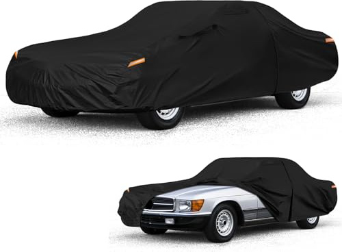 Autoabdeckung Wasserdicht für 1981-2002 Mercedes-Benz SL-Class | Vollgarage Autoplane Auto Abdeckplane Winter Sommer Allwetter Outdoor Abdeckung mit Reißverschluss Tür, Windschutzbänder