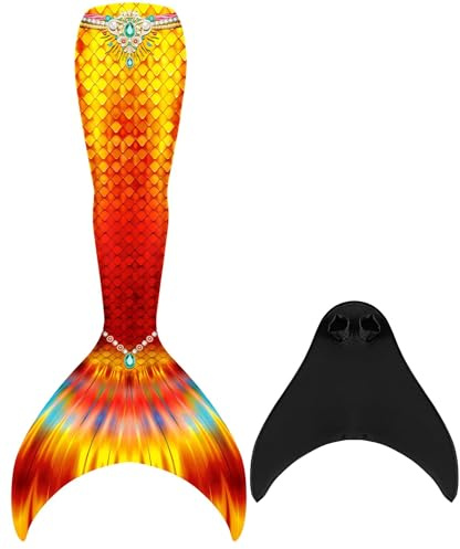 DNFUN Meerjungfrauenflosse Damen-Erwachsene-Teenager Meerjungfrauenschwanz mit Meerjungfrau Flosse zum Schwimmen