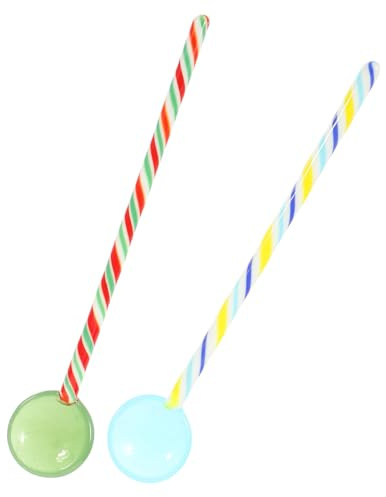 VICASKY 2pcs Glass Spoon Stirring Sticks Cocktail Mixing Sticks Reusable Stirrer Juice Mixing Bars for Bar Party Serving