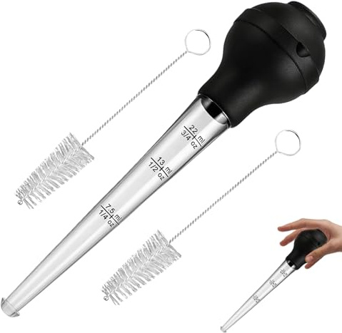 Turkey Baster, 3-Piece Baster for Cooking with Cleaning Brushes, Long Pipette for Marinating Meats, Turkey Beef Pork Kitchen Tool for BBQ, Festival Cooking, Barbecue preparations