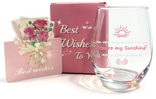 Regalo dell'amicizia per le donne Bicchiere da vino senza stelo Migliore amico Regalo di compleanno per le donne Bicchieri da vino 510 g, tazza da vino senza stelo Regalo unico per i suoi migliori
