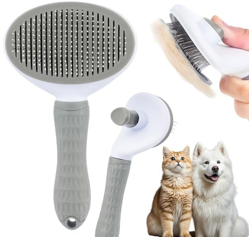 1 Pcs Cepillo para Perros Pelo Corto, Cepillo Perro Pelo Corto Largo, Peine Gatos Autolimpiable para Mascotas Gatos Perros