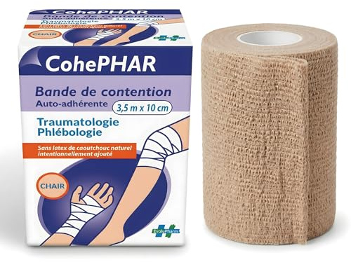Bande Élastique Cohésive Médicale – Bande de Contention Auto-adhérente, Sans Latex, Maintien et Compression Contrôlée – Idéale Entorse, Soutien Articulaire Premiers Secours (3.5m x 10cm)