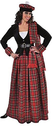 M215177-L Damen Schottenkleid lang rot-schwarz Schottenkostüm Gr.L