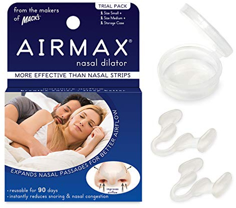 AIRMAX Nasal Dilator for Better Sleep - Natural, Comfortable, Anti Snoring Device, Snoring Solution for Maximum Airflow and Easier Breathing 2 Size Trial Pack (Small and Medium - Clear)