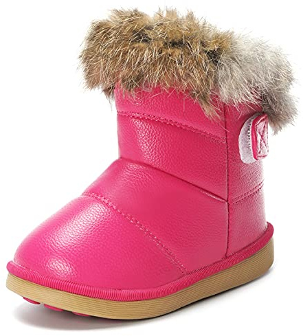 KVbabby Bambine e Ragazze Carino Stivali da Neve Morbide Fodera calda Stivali Scarpe di Cotone Piatto Pelliccia Stivali,rosso,25 EU = produttore 26
