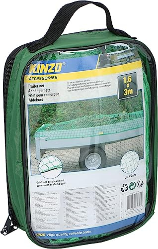 Anhängernetz 1,6 x 3 m zur Ladungssicherung für PKW-Anhänger, Anhänger Sicherungsnetz mit eingearbeitetem Expanderseil, inkl. Transporttasche (1,6 x 3 m)