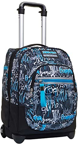 Seven TROLLEY, 2 in 1, Schulranzen mit Rollen, Rucksack mit Trolleyfunktion für Kinder, ab 1. Klasse, für Schule, Reisen, Mädchen&Jungen, blau, HANDWRITTEN