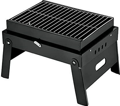 CLQ Grillgrill, Tragbarer Grillgrill Faltbarer Holzkohle-Edelstahl-Grill-Räucher-Werkzeug Für Camping-Picknick Außenterrasse Gartenparty Für 3-5 Personen