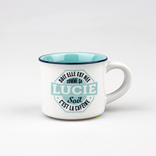 Kontiki - Tazzina da caffè con piattino in ceramica personalizzata, Lucie...