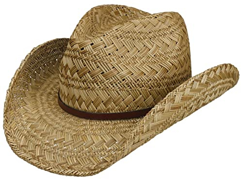 Lipodo Tencova Western Stråhatt Herrar/Damer - solhatt westernhatt sommarhatt Sommar Vår-sommar - L (58-59 cm) natur