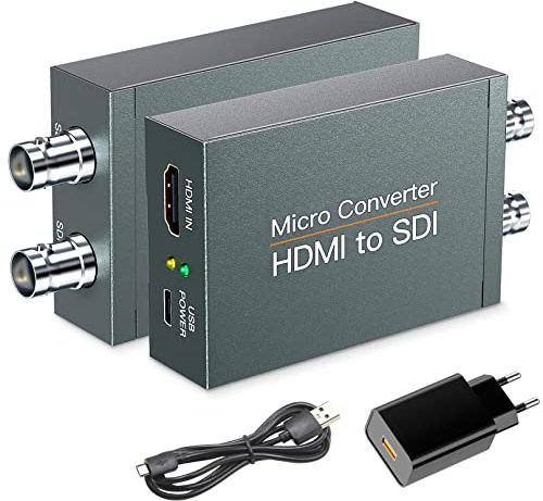 HDMI zu SDI Konverter, HDMI auf 3G-SDI/HD-SDI, Audio Embedder 2 Wege SDI Konverter Dual SDI Output Adapter Support 1080P für Kamera Heimkino