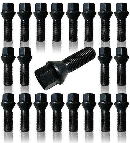 BIMECC Set of 20 Alloy Wheel Bolts for VW Transporter T5 | T6 - M14x1.5-33mm Thread Length - Taper - Black - For use with AFTERMARKET Alloy Wheels ONLY - DO NOT USE WITH OE VW ALLOYS OR STEELS