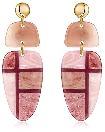 LILIE&WHITE Pendientes Acrílicos para Mujer Estilo Artístico, Diseño Geométrico Multicolor, Antialérgicos y Ligeros, Accesorio Único y Regalo Creativo
