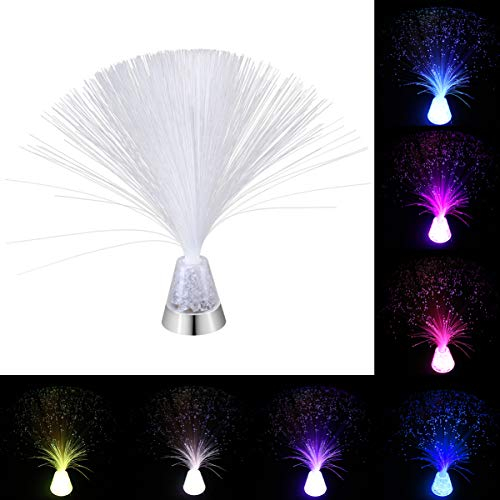 DOITOOL Glasfaserlampe 13 Zoll Mit Led Licht Und Kristallsockel Batteriebetrieben Geeignet Für Romantische Stimmung Und Feierdekorationen