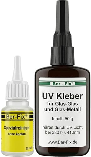Ber-Fix UV Glaskleber Gel 50g mit Spezialreiniger Reiniger | UV Glaskleber Gel 50g Werkstattgröße mit Spezialreiniger Reiniger: Ber-Fix UV Glaskleber Gel