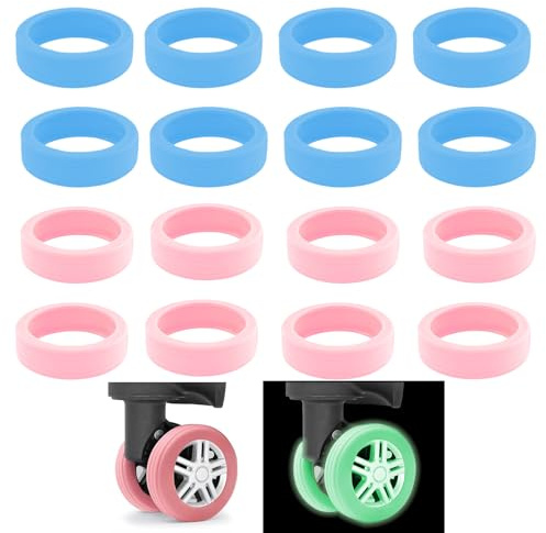 BSITSSS 16Pcs Luminoso Ruedas Maleta Protector, Silicona Protector Ruedas Maleta, Funda para Ruedas de Equipaje Reducción de Ruido, Resistente Cubiertas para Ruedas de Maleta de Equipaje