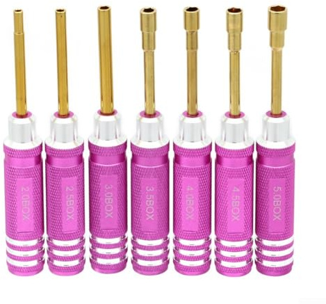 Zilimontt 7Pcs Hex Key Socket Screwdriver Set 2.0mm,2.5mm,3.0mm,3.5mm,4.0mm,4.5mm,5.0mm RC Tool Socket Wrench for Remote-Controlled Helicopters,Cars,Ships,Drones