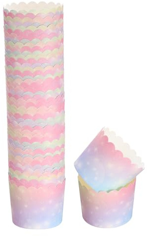 QUARKZMAN 50pcs Moldes de Papel para Hornear de 6oz Degradado Rosa Azul | Resistentes al Aceite, Desechables, para Magdalenas Muffins, Envoltorios para Bodas Cumpleaños Graduaciones