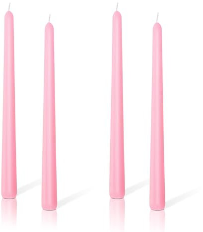 Macarons Candles Set, 25cm Long Coloured Tapered Dinner Candles Non Drip Unscented for Restaurant Home Party Decoration 4Pcs (Pink)