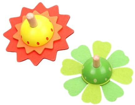 PERSELOSO Holz Kreiselspielzeug Kinder Kleiner Tops Drehkreisel Bunt 2 Stück Motorikspielzeug Kleinkinder Eltern Kind Spiel