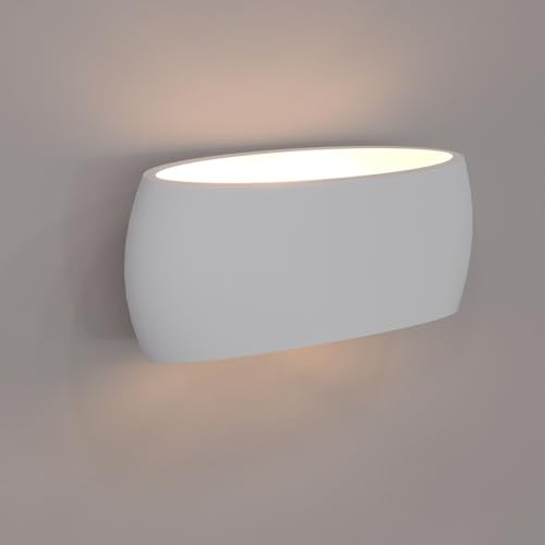 BARCELONA LED Applique da Parete in Gesso Bianco DUNA Up & Down 370mm E27 | Piccola Lampada Moderna Minimalista Stile Nordico Verniciabile per Soggiorno Camera da Letto Hotel Illuminazione Decorativa