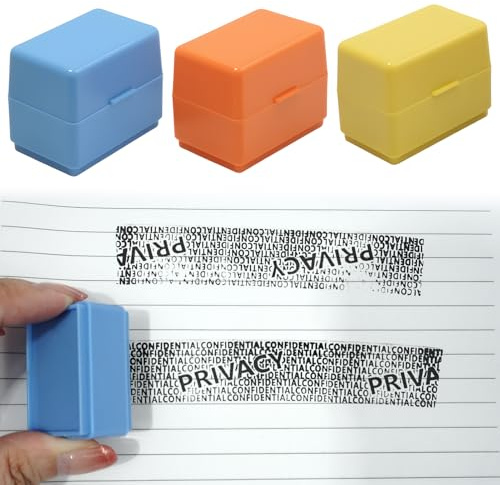 3Pcs Confidential Roller Stamp, Identity Theft Protection Stamp with 10ml Ink for Address Blocker and Privacy Safety