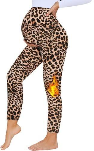 HIPOWER Legging de grossesse thermique pour femme - Taille haute - Chaud - Legging de maternité - Mode d'hiver - Legging de maternité pour la grossesse et le yoga