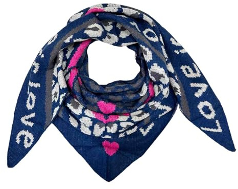 XXL Dreieck Schal Love Leopard Winter Unisex Dreieck Strickschal Leo Schal Wolle Stola Tuch Stickschal
