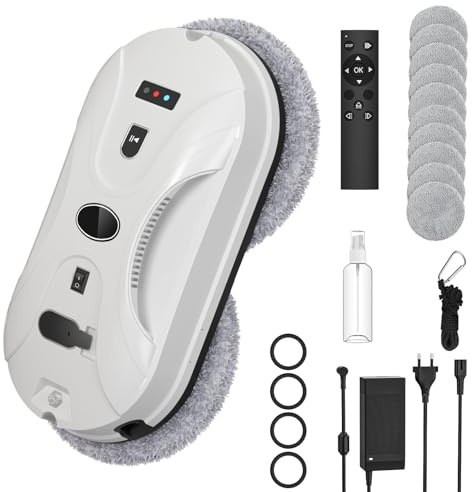 Fensterputzroboter, 5600 Pa Fensterroboter mit Fernbedienung und Kantenerkennungssystem,3 Reinigungsmodi,Intelligente Navigation,Automatischem Wegplanung, Fensterreiniger Elektrisch mit Wasserstrahl