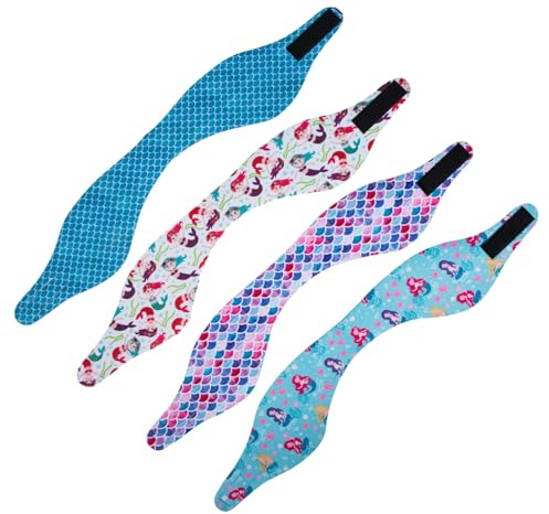 Cabilock 4Pcs Adjustable Swim Headband with Ear Protectors Neoprene Ear Covers for Bathing and Water Sports Sticky Strap Design for Secure Fit Suitable for Men and Women