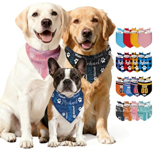 Bandana personalizzata per cani con nome, sciarpa personalizzata per animali domestici per cani di taglia piccola, media e grande, gatti, sciarpa personalizzata per collo, bandana triangolo
