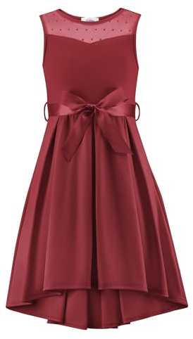 Arshiner Girls Dress Sleeveless Party Summer 11-12 Years Red Wine