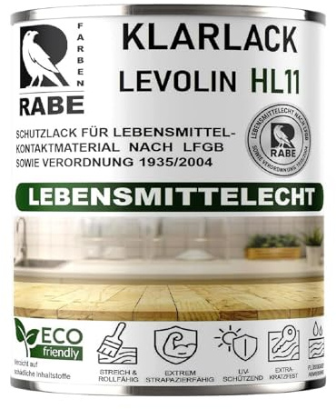 RABE Klarlack Levolin HL11 Matt Lebensmittelecht LFGB + 1935/2004 Versiegelung Möbellack Holz (1, Transparent, 500ml.)