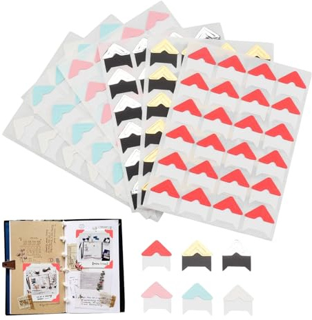 Hocadrv 432 Stück/18 Blatt Fotoecken Selbstklebend für Fotoalbum 6 Farben | Foto Ecken Klebe DIY Album Corner Aufkleber Fotoecken für Sammelalbum Fotoalbum Tagebuch Dekoration