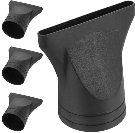 HOMOCONO 4 Pezzi Beccucci per Asciugacapelli Nero in Plastico, Ugelli Concentratori da 4-4.8cm per Asciugatura di Precisione e Uso Versatile