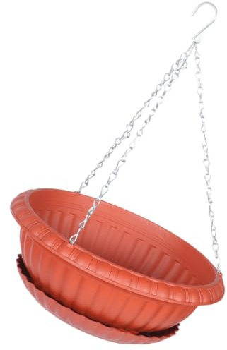 BESTOMZ Fioriera Sospesa Rotonda Catena e Base, Vaso per Piante