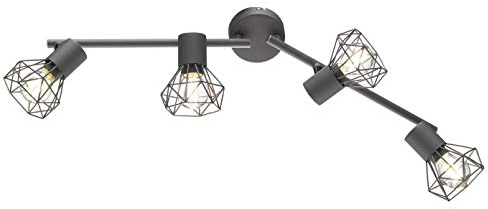 Fischer & Honsel Deckenbogen | Ran | 4x E14 max. 40 Watt | Grau | Verstellbare Arme | 60 x 8 x 18 cm | 22266