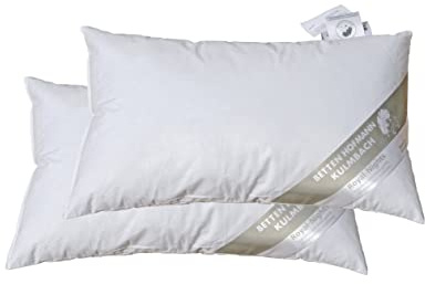 Betten Hofmann 2 x Lendenkissen 25x40 Nackenkissen Kuschelkissen 30% Daunen 100 g Füllung, waschbar, Naturprodukt
