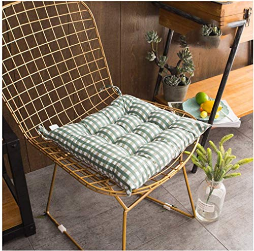Uministyle Padded Chair Cushions with Ties - Pack of 2 Dining Seat Pads for Kitchen, Garden, Office - 40x40 cm (Green)