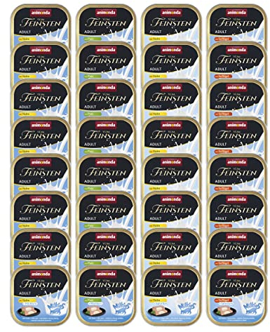 animonda Vom Feinsten Adult Feinschmecker Milchkern-Variation (32 x 100 g), Nassfutter für ausgewachsene Katzen, Katzenfutter ohne Getreide und Zucker, mit Kern aus Milch, Joghurt & Sahne