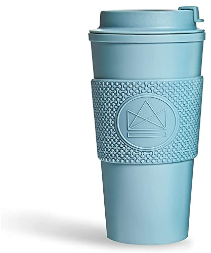 Neon Kactus Sea Breeze, Mehrweg Thermo Kaffeebecher, Doppelwandig & Auslaufsicher, Thermobecher mit Schraub-Deckel, lebensmittelechte Silikondichtung und -Hülle, Isolierter Kaffeebecher To Go, 475ml