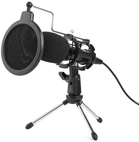 Microphone USB Condenser Mic with Tripod Stand & Pop Filter Set, PC Computer Plug & Play Gaming Mic for Vocal Recording, Podcasting, Streaming