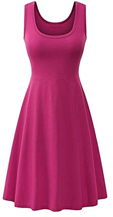 EFOFEI Women's A Line Dress Soft Dress Simple Dress Tank Rose XL