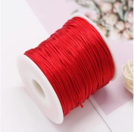 1Mm Roter Nylon-Satin-Seidenknoten-Schnur-Rattail-Faden-Halsketten-Makramee-Schnur-Schmuckzubehör-Perlenseil