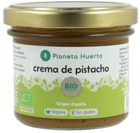 PLANETA HUERTO | Crema de Pistacho 100% ECO 100g Natural, Rica en Proteínas Vegetales - Crema de Pistacho Fibra, Ácido Fólico y Grasas Saludables | Antioxidante y Reductor del Colesterol