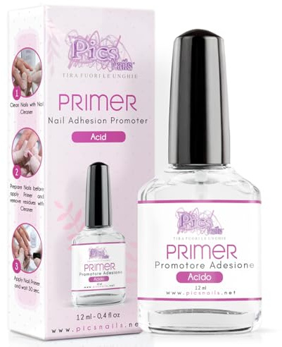 Primer uñas semipermanente, gel y uñas acrilicas, de 12 ml Deshidratador profesional de calidad, Primer con acido de uñas. Útil para todas las marcas y tipos de manicura